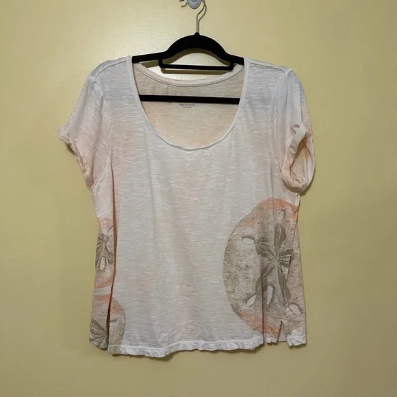 J. Jill Sand Dollar Sailing Seas T-shirt Women L Pastel Pink - Picture 2 of 7